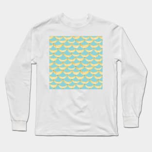 Watercolor painting of yellow bananas on light blue background Long Sleeve T-Shirt